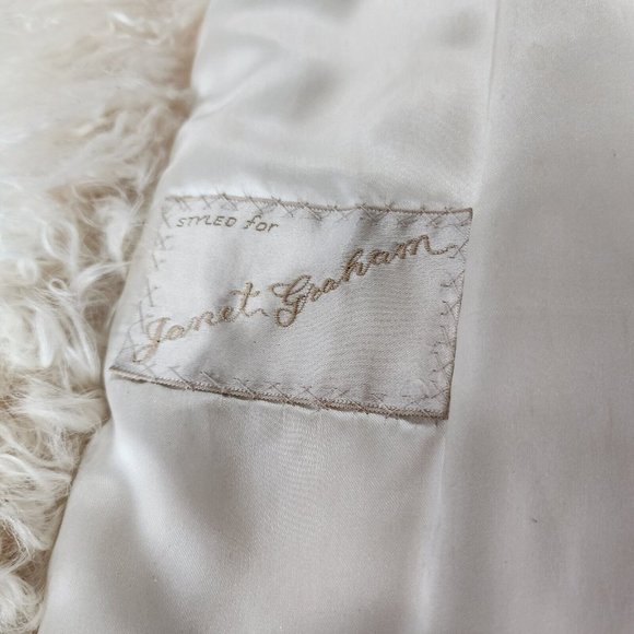 Vintage Genuine Shearling Mongolian Lamb Fur Shag Curly Ivory Long Coat 70's - Picture 14 of 16